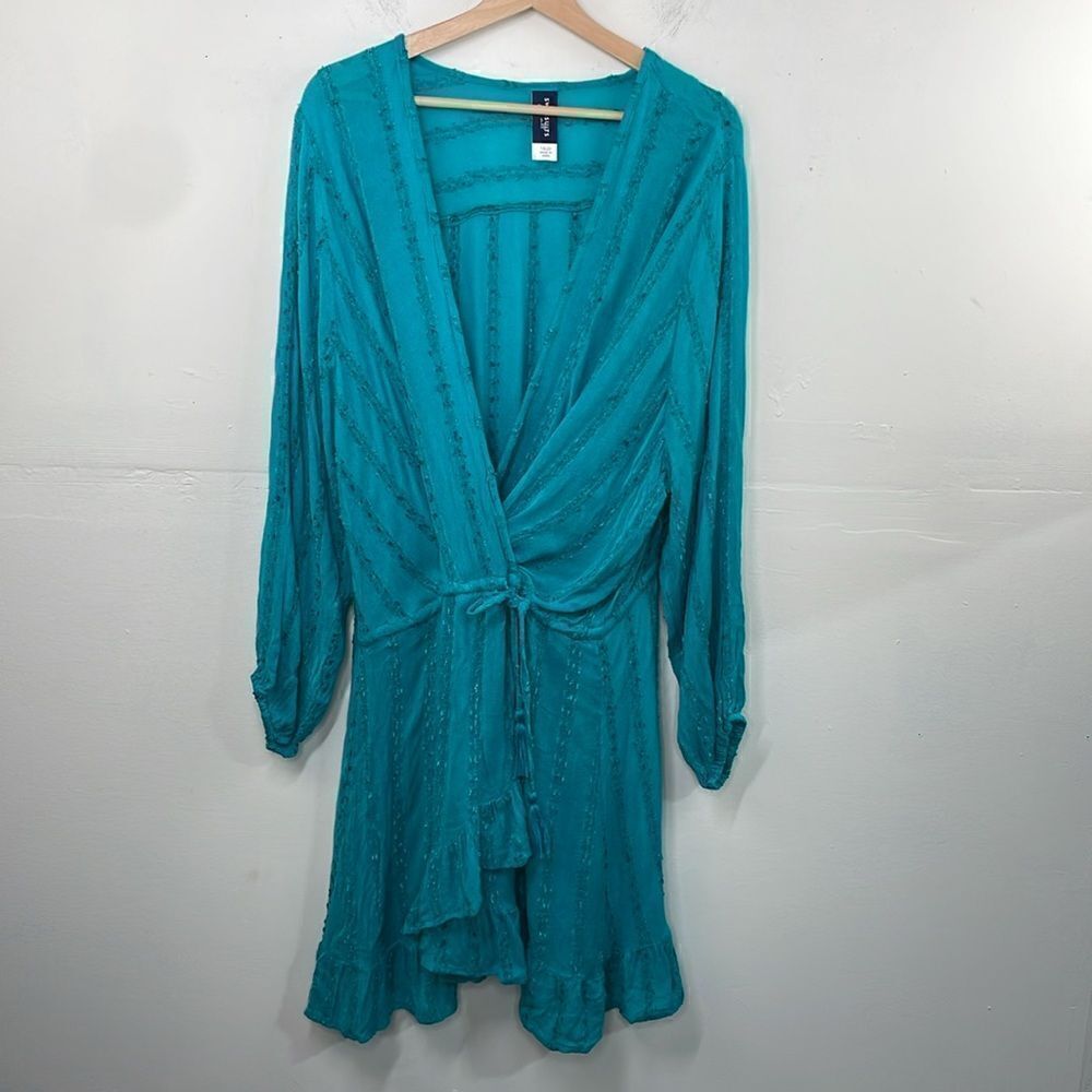 Swimsuits for all HARLEY WRAP COVER UP TUNIC Teal size 18/20